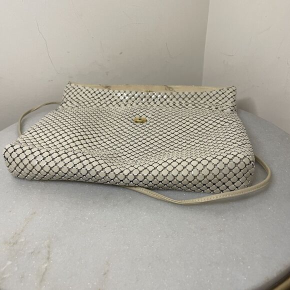 VTG 70s 80s Cream Whiting & Davis Chain Metal Mesh Clutch / Shoulder Bag Purse - Picture 14 of 14